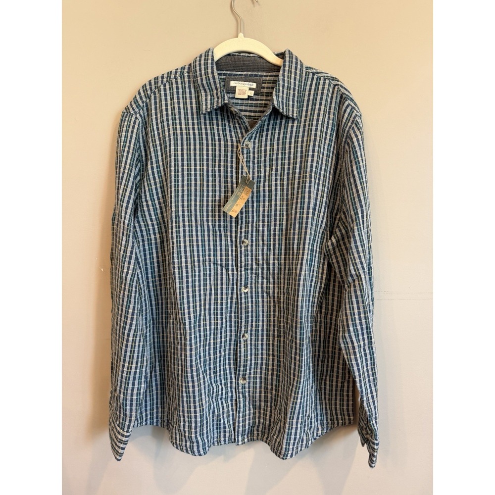 Carbon 2 Cobalt Element Shirt Mens L NWT Plaid Long Sleeve 100% Cotton Textured